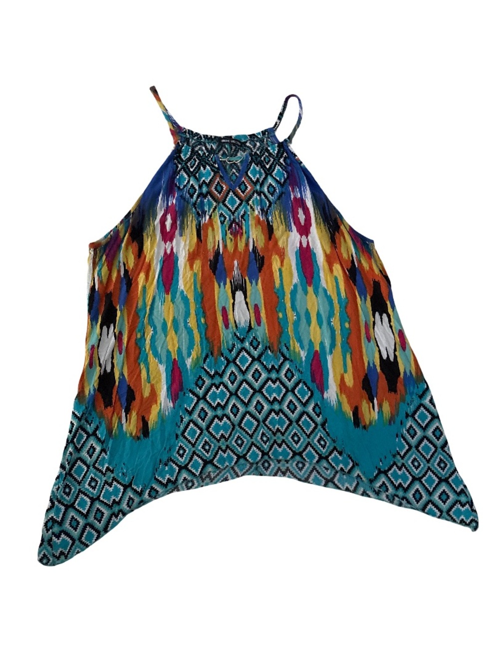 Unique Spectrum Turquoise Multicolor Printed Halter Camisole
